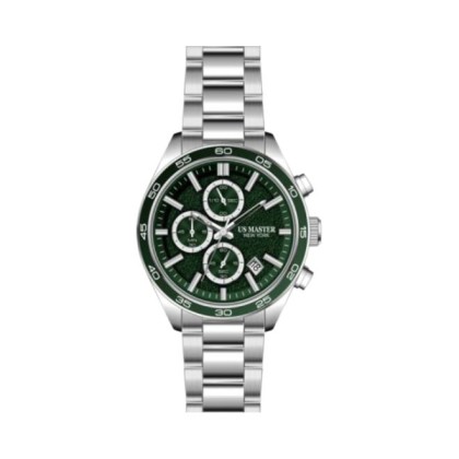U.S Master Polo Club USM-FE02-SL-GN Green Dial Solid Steel Band Men Watch 